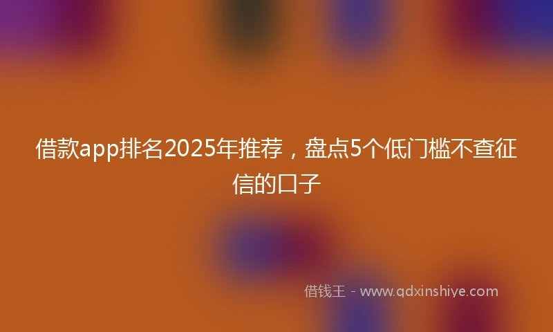借款app排名2025年推荐，盘点5个低门槛不查征信的口子