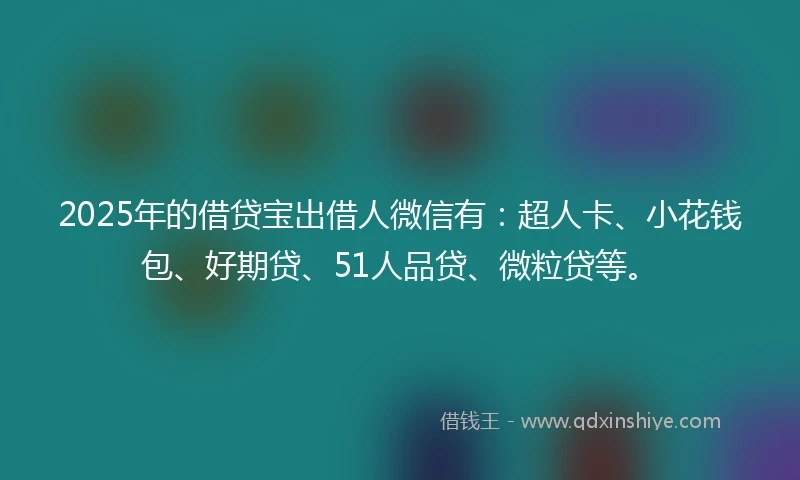 2025年的借贷宝出借人微信有：超人卡、小花钱包、好期贷、51人品贷、微粒贷等。