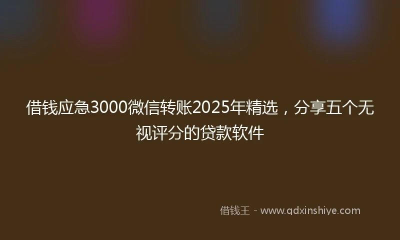 借钱应急3000微信转账2025年精选，分享五个无视评分的贷款软件