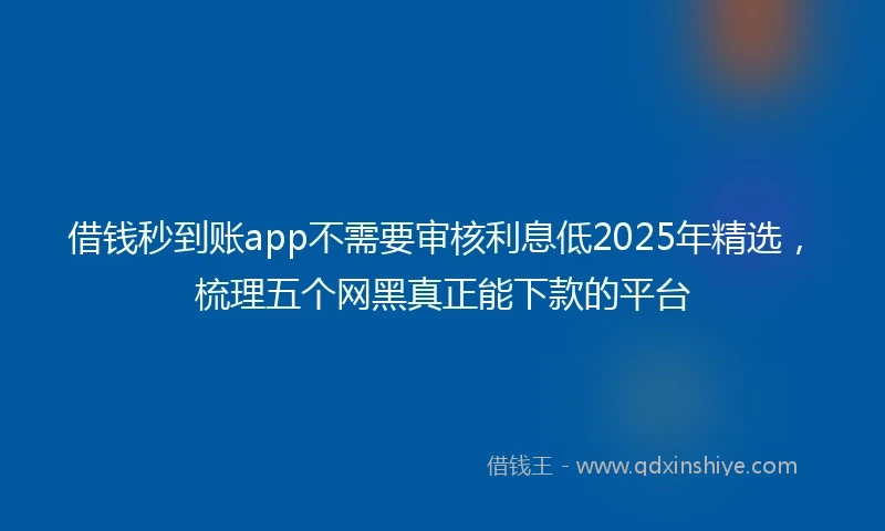 借钱秒到账app不需要审核利息低2025年精选，梳理五个网黑真正能下款的平台