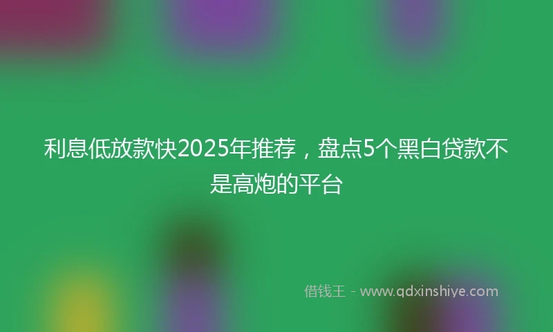 利息低放款快2025年推荐，盘点5个黑白贷款不是高炮的平台