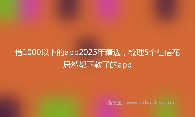 借1000以下的app2025年精选，梳理5个征信花居然都下款了的app