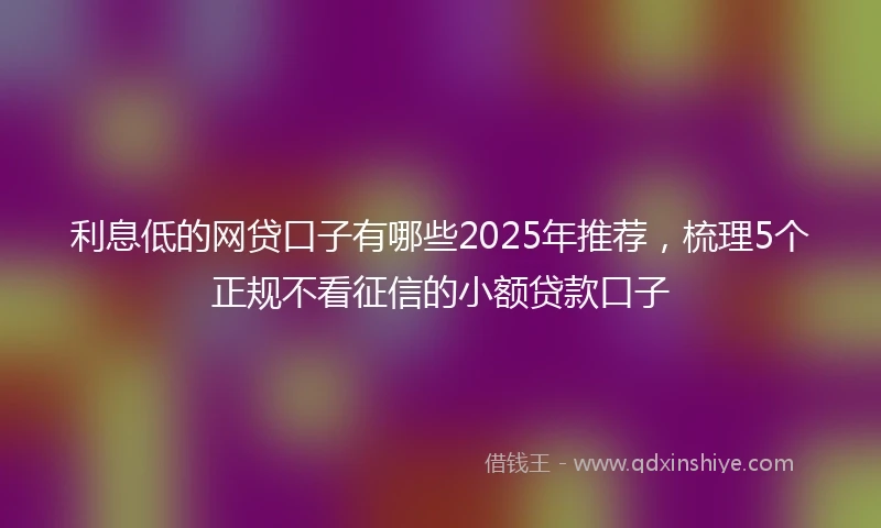 利息低的网贷口子有哪些2025年推荐，梳理5个正规不看征信的小额贷款口子