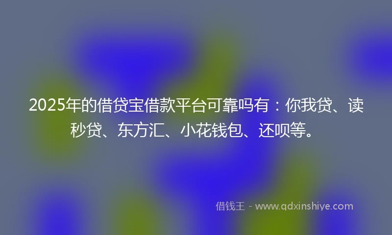 2025年的借贷宝借款平台可靠吗有：你我贷、读秒贷、东方汇、小花钱包、还呗等。