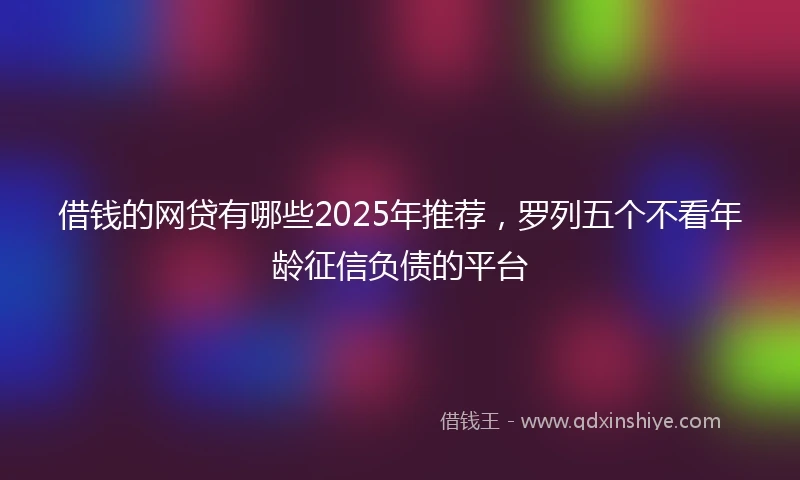 借钱的网贷有哪些2025年推荐，罗列五个不看年龄征信负债的平台