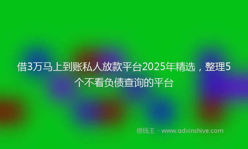 借3万马上到账私人放款平台2025年精选，整理5个不看负债查询的平台