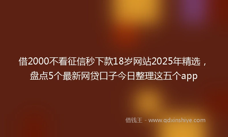 借2000不看征信秒下款18岁网站2025年精选，盘点5个最新网贷口子今日整理这五个app
