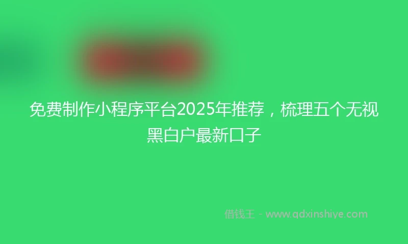 免费制作小程序平台2025年推荐，梳理五个无视黑白户最新口子