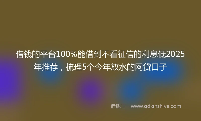 借钱的平台100%能借到不看征信的利息低2025年推荐，梳理5个今年放水的网贷口子