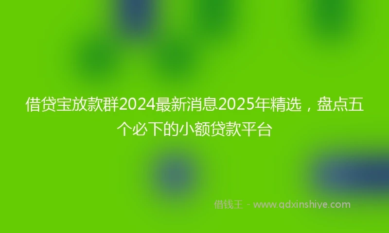 借贷宝放款群2024最新消息2025年精选，盘点五个必下的小额贷款平台