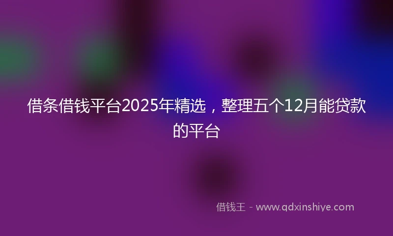 借条借钱平台2025年精选，整理五个12月能贷款的平台