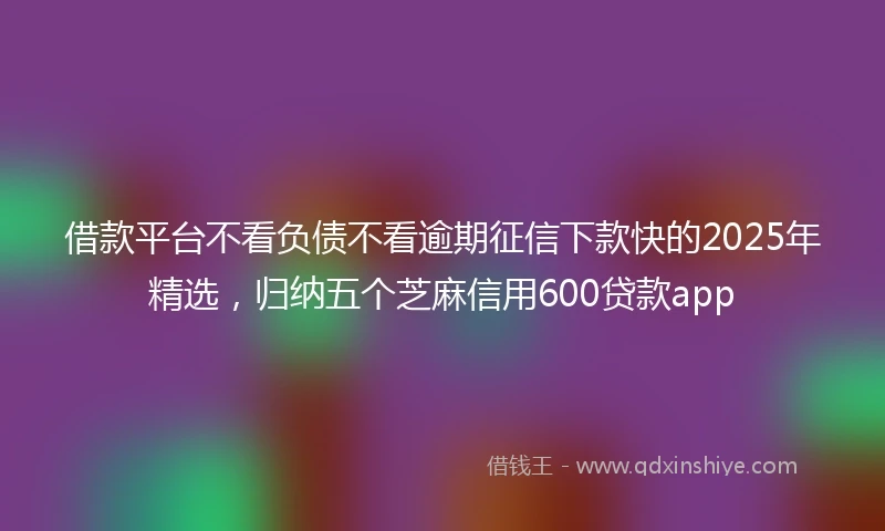 借款平台不看负债不看逾期征信下款快的2025年精选，归纳五个芝麻信用600贷款app