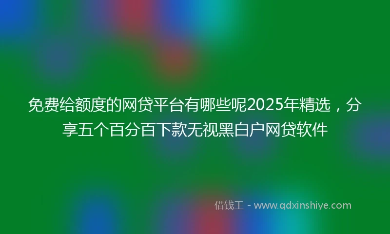 免费给额度的网贷平台有哪些呢2025年精选，分享五个百分百下款无视黑白户网贷软件