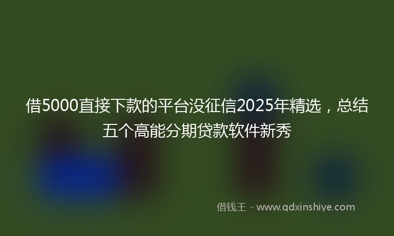 借5000直接下款的平台没征信2025年精选，总结五个高能分期贷款软件新秀