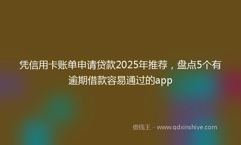 凭信用卡账单申请贷款2025年推荐，盘点5个有逾期借款容易通过的app