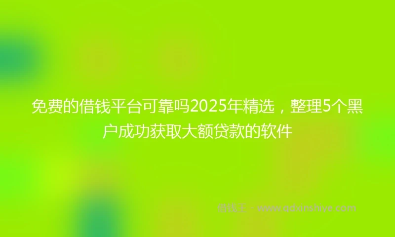 免费的借钱平台可靠吗2025年精选，整理5个黑户成功获取大额贷款的软件