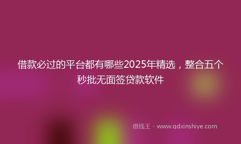 借款必过的平台都有哪些2025年精选，整合五个秒批无面签贷款软件