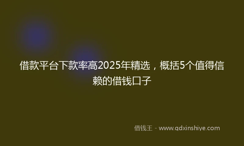 借款平台下款率高2025年精选，概括5个值得信赖的借钱口子