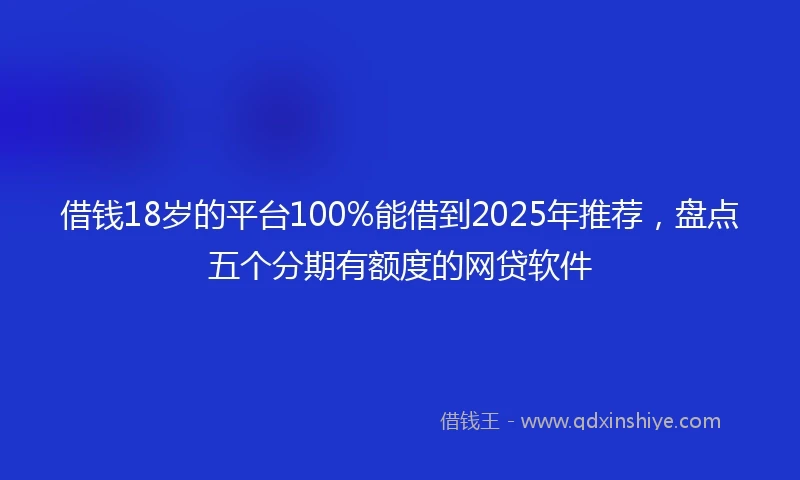 借钱18岁的平台100%能借到2025年推荐，盘点五个分期有额度的网贷软件