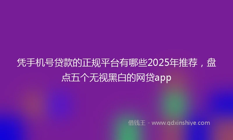 凭手机号贷款的正规平台有哪些2025年推荐，盘点五个无视黑白的网贷app