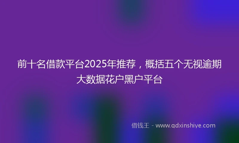 前十名借款平台2025年推荐，概括五个无视逾期大数据花户黑户平台