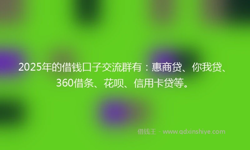2025年的借钱口子交流群有：惠商贷、你我贷、360借条、花呗、信用卡贷等。