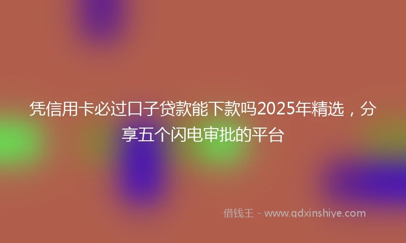 凭信用卡必过口子贷款能下款吗2025年精选，分享五个闪电审批的平台