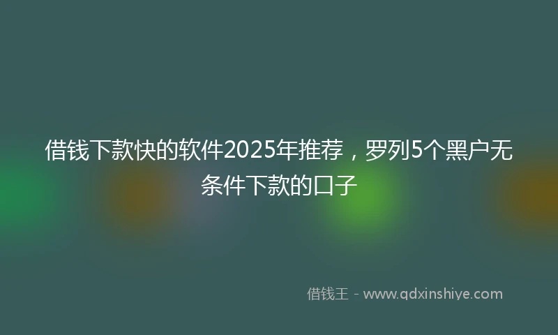 借钱下款快的软件2025年推荐，罗列5个黑户无条件下款的口子