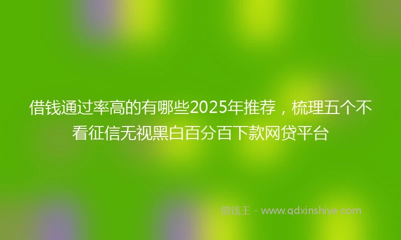 借钱通过率高的有哪些2025年推荐，梳理五个不看征信无视黑白百分百下款网贷平台