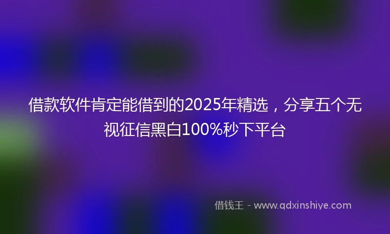 借款软件肯定能借到的2025年精选，分享五个无视征信黑白100%秒下平台