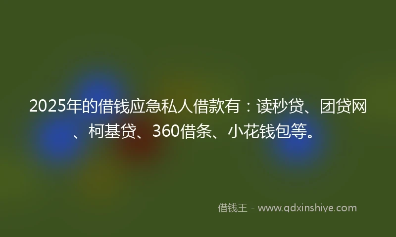 2025年的借钱应急私人借款有：读秒贷、团贷网、柯基贷、360借条、小花钱包等。