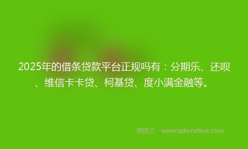 2025年的借条贷款平台正规吗有：分期乐、还呗、维信卡卡贷、柯基贷、度小满金融等。
