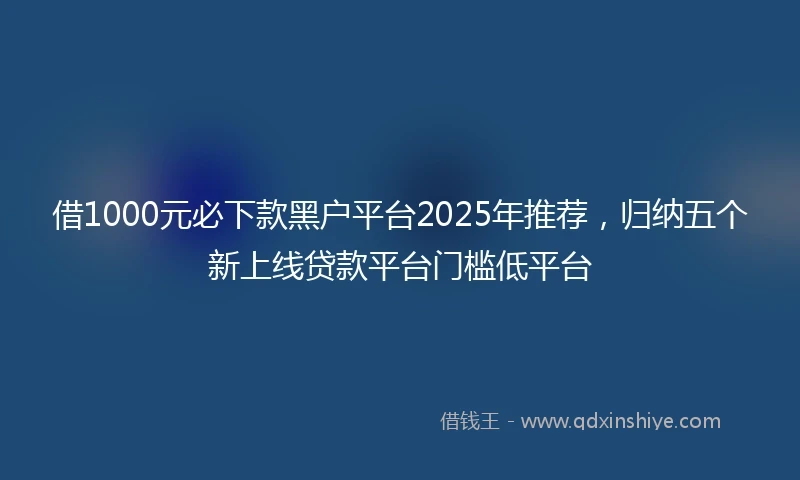 借1000元必下款黑户平台2025年推荐，归纳五个新上线贷款平台门槛低平台