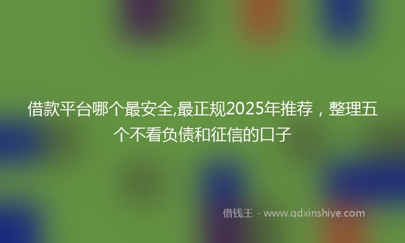 借款平台哪个最安全,最正规2025年推荐，整理五个不看负债和征信的口子