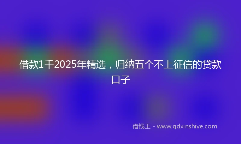 借款1千2025年精选，归纳五个不上征信的贷款口子