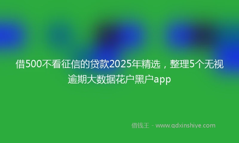 借500不看征信的贷款2025年精选，整理5个无视逾期大数据花户黑户app