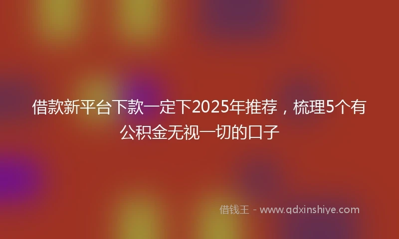 借款新平台下款一定下2025年推荐，梳理5个有公积金无视一切的口子