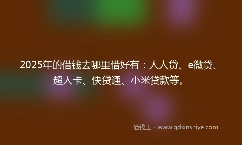 2025年的借钱去哪里借好有：人人贷、e微贷、超人卡、快贷通、小米贷款等。