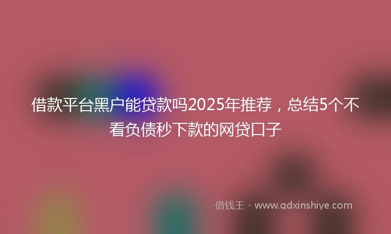 借款平台黑户能贷款吗2025年推荐，总结5个不看负债秒下款的网贷口子