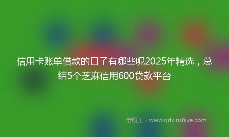信用卡账单借款的口子有哪些呢2025年精选，总结5个芝麻信用600贷款平台