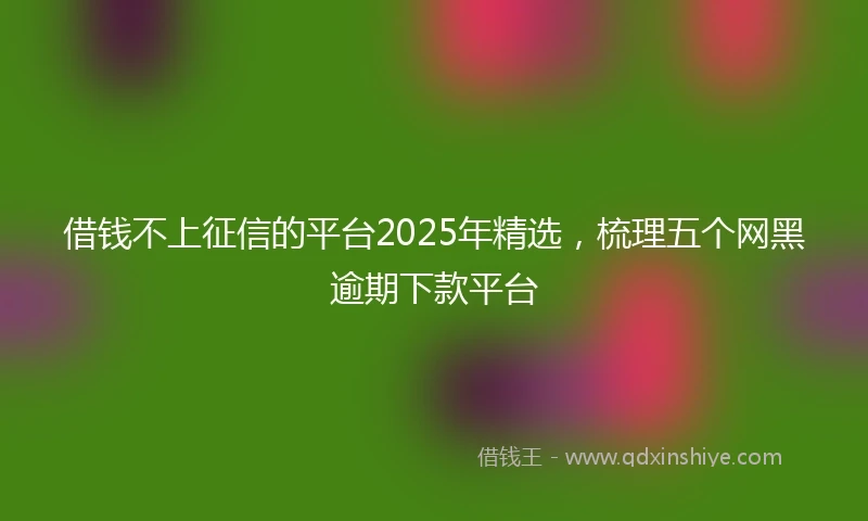 借钱不上征信的平台2025年精选，梳理五个网黑逾期下款平台