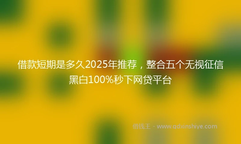 借款短期是多久2025年推荐，整合五个无视征信黑白100%秒下网贷平台