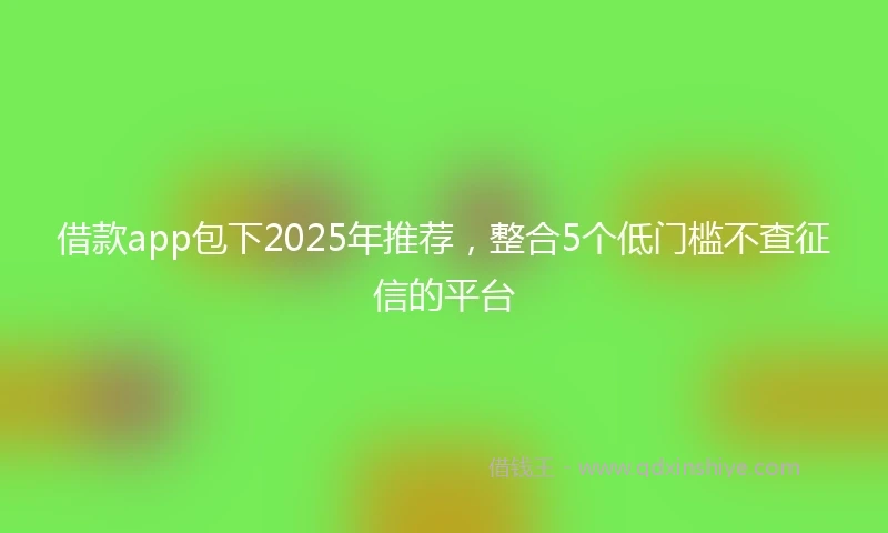 借款app包下2025年推荐，整合5个低门槛不查征信的平台