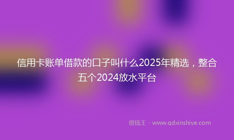 信用卡账单借款的口子叫什么2025年精选，整合五个2024放水平台