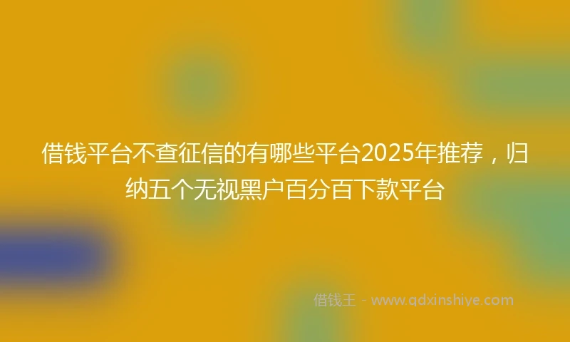借钱平台不查征信的有哪些平台2025年推荐，归纳五个无视黑户百分百下款平台