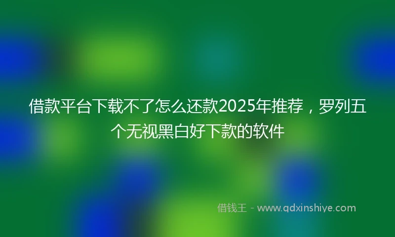 借款平台下载不了怎么还款2025年推荐，罗列五个无视黑白好下款的软件