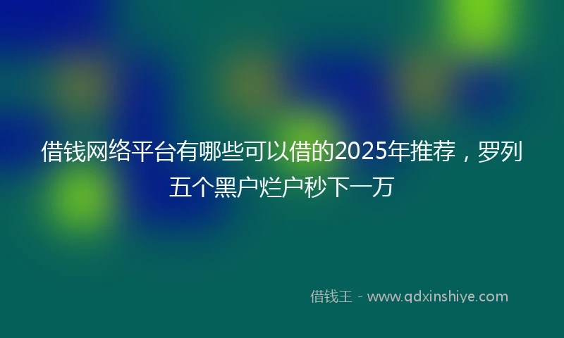 借钱网络平台有哪些可以借的2025年推荐，罗列五个黑户烂户秒下一万