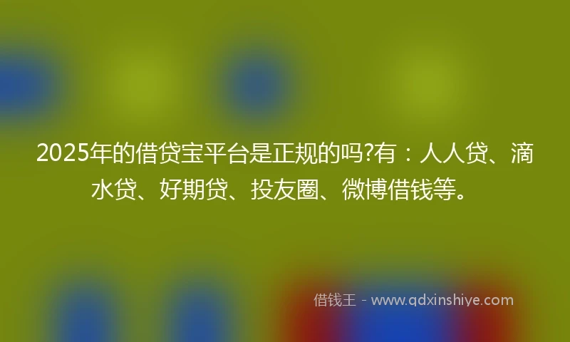 2025年的借贷宝平台是正规的吗?有：人人贷、滴水贷、好期贷、投友圈、微博借钱等。