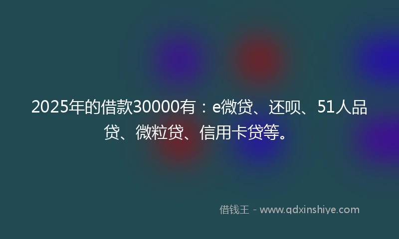 2025年的借款30000有：e微贷、还呗、51人品贷、微粒贷、信用卡贷等。