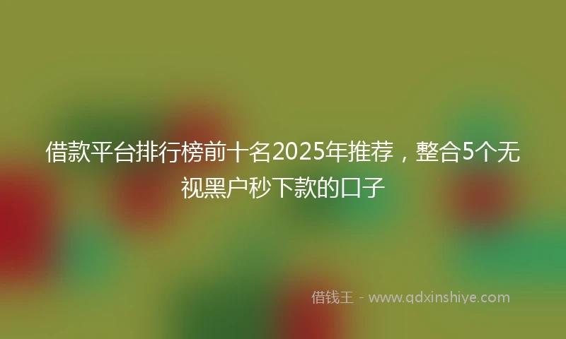 借款平台排行榜前十名2025年推荐，整合5个无视黑户秒下款的口子